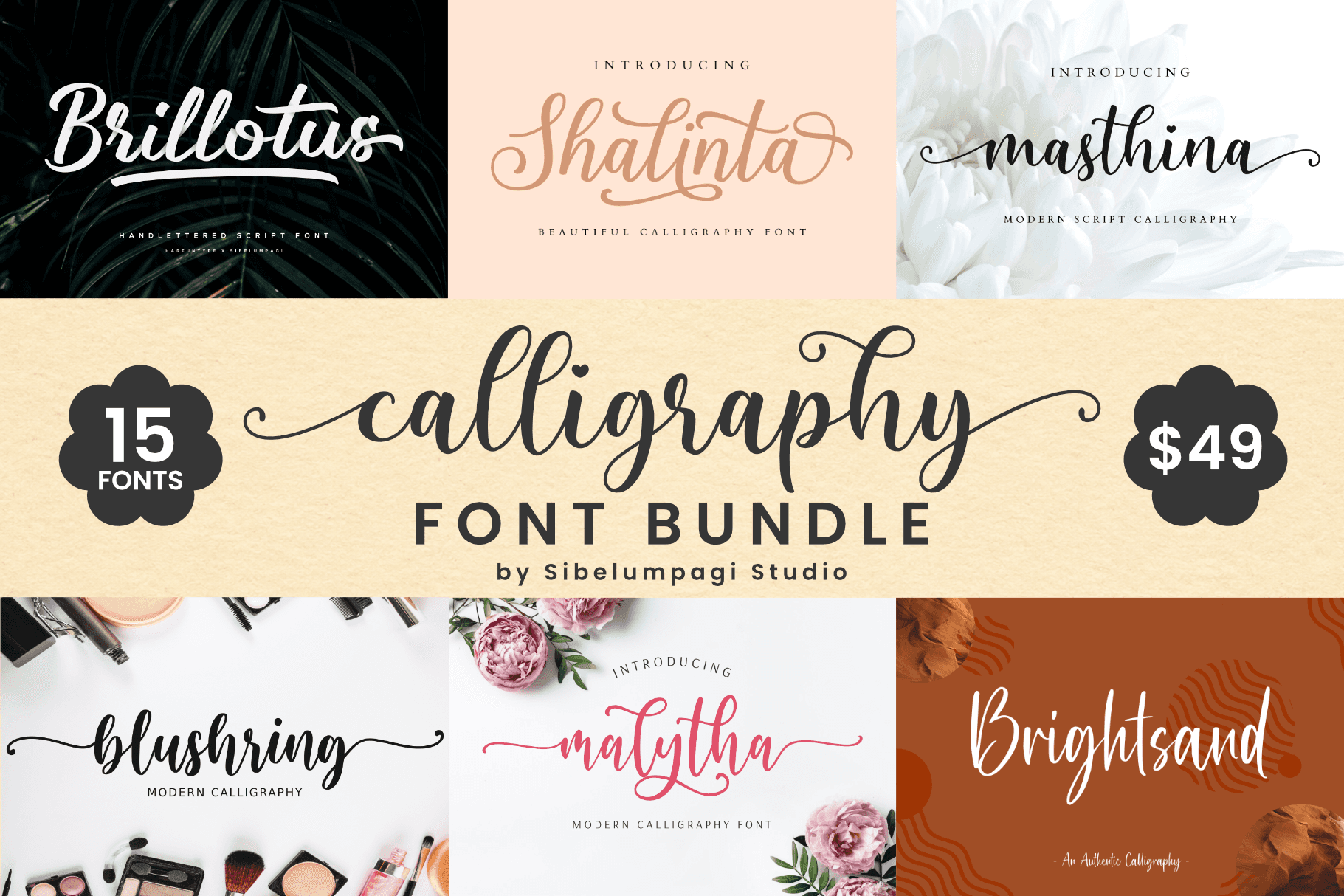 Calligraphy Font Bundle by Sibelumpagi bundle font preview image by SibelumPagi